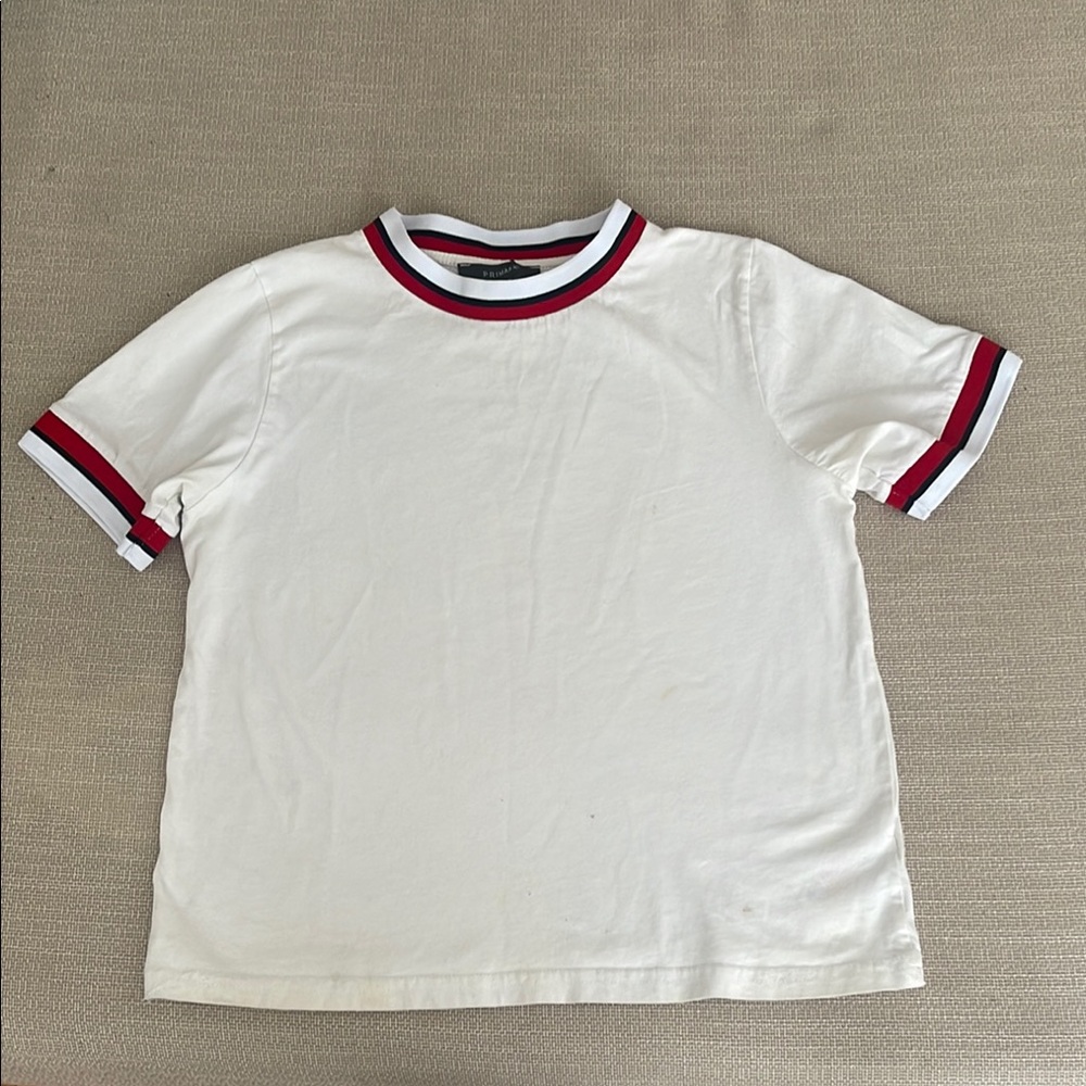 White Kids T-Shirt with Red Accents